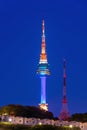 N Seoul Tower Located on Namsan Mountain in central Seoul,South Korea. Royalty Free Stock Photo