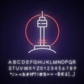 N Seoul tower neon light icon