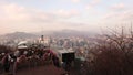 Seoul, South Korea N Seoul Tower lock wall and beautiful view of Yongsan District in Seoul under the mountain