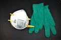 N95 and sterile medical  surgical gloves equipment Royalty Free Stock Photo