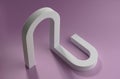 N and U letters logo in modern shape white object on purple background with copy space