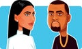 N.Y.,U.S. June 9, 2018, Kim Kardashian and Kanye West Vector Caricature