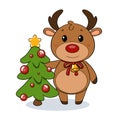 Santa Claus ` Christmas reindeer. Royalty Free Stock Photo