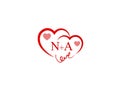 NA Initial heart shape Red colored love logo