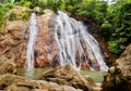 Na Muang Waterfall Koh Samui Island Thailand, Namuang Waterfall, falling water stream, mountain rocks landscape, tropical jungle Royalty Free Stock Photo