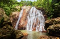 Na Muang Waterfall Koh Samui Island Thailand, Namuang Waterfall, falling water stream, mountain rocks landscape, tropical jungle Royalty Free Stock Photo