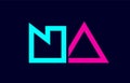 NA N A blue pink colorful alphabet alphabet letter logo combination design