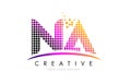 NA N A Letter Logo Design with Magenta Dots and Swoosh