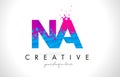 NA N A Letter Logo with Shattered Broken Blue Pink Texture Design Vector.