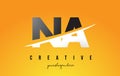 NA N A Letter Modern Logo Design with Yellow Background and Swoosh.