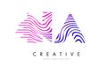 NA N A Zebra Lines Letter Logo Design with Magenta Colors