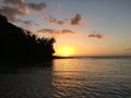 Na Pali Coast Cliffs on Kauai Island, Hawaii - View from Ke'e Beach during Sunset. Royalty Free Stock Photo