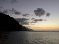 Na Pali Coast Cliffs on Kauai Island, Hawaii - View from Ke'e Beach during Sunset. Royalty Free Stock Photo