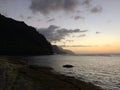 Na Pali Coast Cliffs on Kauai Island, Hawaii - View from Ke'e Beach during Sunset. Royalty Free Stock Photo