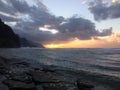 Na Pali Coast Cliffs during sunset on Kauai Island, Hawaii. Royalty Free Stock Photo