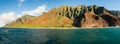 Na Pali coastline taken from sunset cruise along Kauai shore Royalty Free Stock Photo