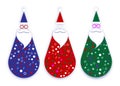 Santa Claus Christmas fashion hipster style set icons. Colorful Santa hats, moustache and beards, glasses. Xmas tilting toys
