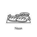 Naan line icon. Traditional Indian dish.Editable vector illustration
