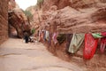 Nabataean Rock city of Petra, Bedouin woman at market, Jordan