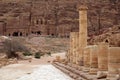 Nabataean Rock city of Petra, Colonnaded street and Royal Tombs, Jordan