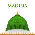 The Iconic Green Dome of the Prophet`s Mosque in Madina, Saudi Arabia Royalty Free Stock Photo