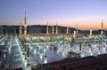 Nabawi Mosque in Medina at twilight Royalty Free Stock Photo