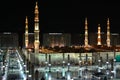 Nabawi Mosque in Medina west side at night time