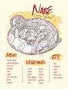 Nabe, Japanese hot pot. hand draw sketch vector