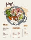 Nabe, Japanese hot pot. hand draw sketch vector