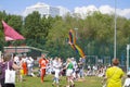 Naberezhnye Chelny, Russia - June 1, 2023 : People celebrate the holiday of summer and childhood in the park, children and adults