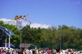 Naberezhnye Chelny, Russia - June 1, 2023 : People celebrate the holiday of summer and childhood in the park, children and adults