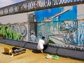 Naberezhnye Chelny, Russia - May 20, 2023 : Festival of street graphics-graffiti, young people, guys and girls, draw on the walls