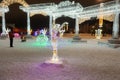 Naberezhnye Chelny, Russia-01.01.2019: Merry Christmas and Happy New Year! Christmas in the city park. Christmas tree and