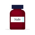 NaBr sodium bromide in dark container cartoon vector illustration isolated on white background