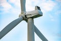 Nacelle of a wind turbine and cloudy sky Royalty Free Stock Photo