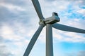Nacelle of a wind turbine and cloudy sky Royalty Free Stock Photo