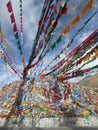 Nachela mountain pass praying flags tibet Royalty Free Stock Photo