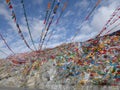 Nachela mountain pass praying flags tibet Royalty Free Stock Photo