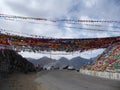 Nachela mountain pass praying flags tibet Royalty Free Stock Photo