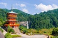 Nachi Falls, Japan. Waterfall and red temple Royalty Free Stock Photo