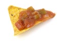 Nacho chip with salsa sauce Royalty Free Stock Photo