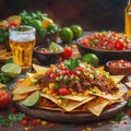 Nachos and Beer Cinco de Mayo Image Royalty Free Stock Photo