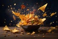 nachos bursting in explosion ai generated background