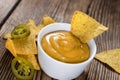 Nachos with Cheese Dip Royalty Free Stock Photo