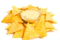 Nachos with cheese sauce Royalty Free Stock Photo