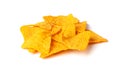 Nachos Chips Isolated, Mexican Triangle Corn Chips for Nacho Tortilla, Maize Snack, Nachos on White Background