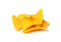 Nachos Chips Isolated, Mexican Triangle Corn Chips for Nacho Tortilla, Maize Snack, Nachos on White Background