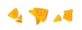 Nachos Chips Isolated, Mexican Triangle Corn Chips for Nacho Tortilla, Maize Snack, Nachos on White Background