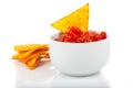 Nachos corn chips with fresh salsa