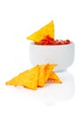 Nachos corn chips with fresh salsa